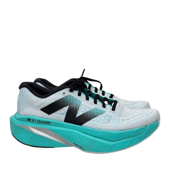 New Balance FuelCell SuperComp Trainer v3 sz 10 Cyber Jade Running Shoes Carbon - Picture 1 of 7